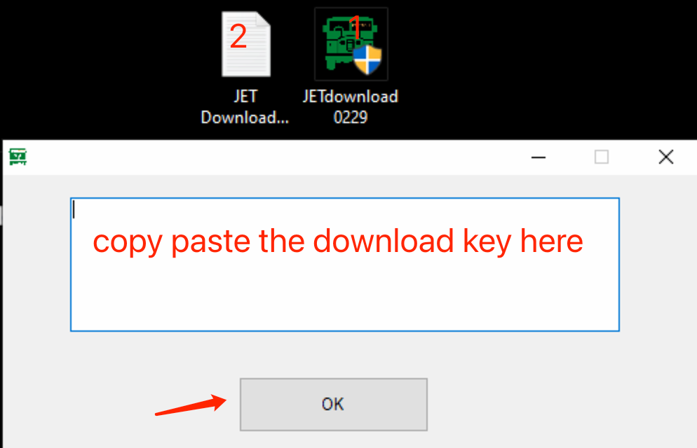 Copy and paste your JET-Pro download key